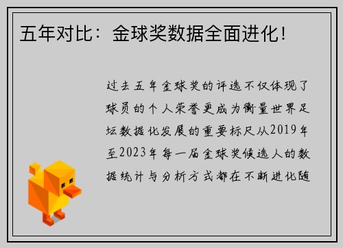 五年对比：金球奖数据全面进化！